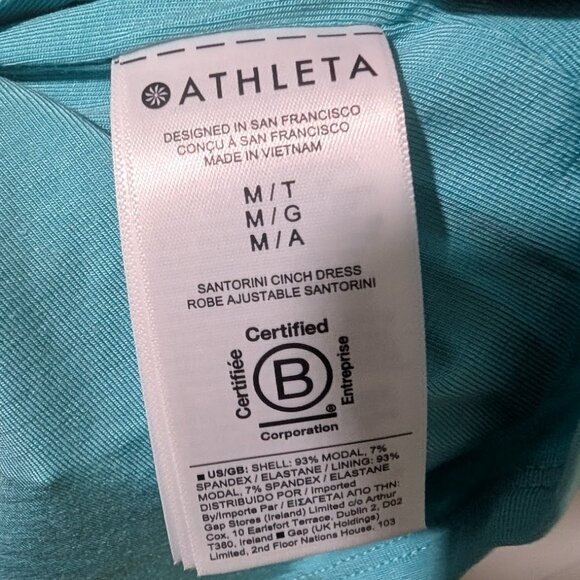 NEW! Athleta | Santorini Cinch Dress In Turquoise (M-Tall) - Picture 8 of 12